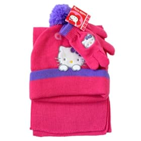 Sanrio Hello Kitty 3 Piece Mitten Set - Mittens, Beanie, and Scarf