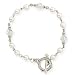 Silver Tone Simulated Pearl with Crystals Toggle Bracelet