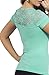 Women's Casual Floral Lace Inset Scoop Neck Short Sleeve Slim Fit Fashion Top