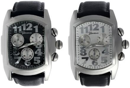 Aktion Mens Black Leather Band Watch