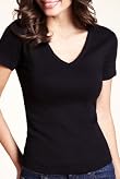 Pure Cotton V-Neck Plain Jersey T-Shirt [T41-0908B-S]