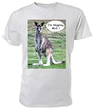 Kangaroo T shirt, I'm Hopping Mad, white size Medium