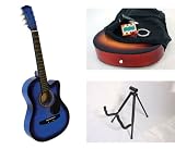 38 Blue Acoustic Cutaway Guitar Combo with Accessories and FREE Stand