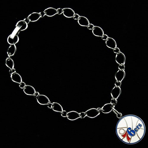Philadelphia 76ers Ladies Silver-Tone Charm Bracelet