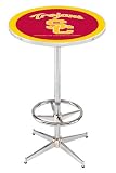36" USC Counter Height Pub Table - Chrome Base with Footrest - NCAA