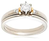 14k Two-Tone Gold Round-Cut Diamond Bridal Set (1/4 ct Center, 1/3 cttw, I Color, I2 Clarity)