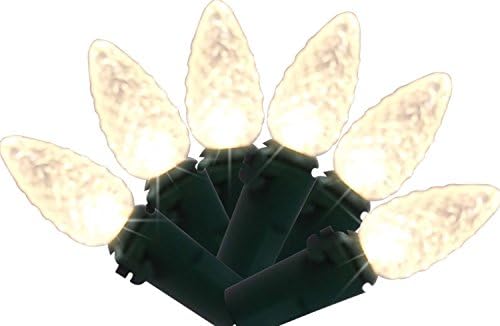 30ct LED in Warm White with C-3 Shaped Bulbs, Battery Operated Automatic Timer (6 hrs on / 18 hrs off), Different Light Modes (Steady / Flashing / Fading), 9.5 ft Lighted Length, Bundle - 2pc per pack