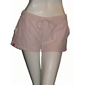 JOHNSON Zela Seersucker Drawstring Shorts in Putter Pink