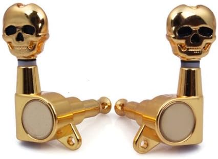 Generic 3x3 Gold Sealed Guitar Tuning Pegs Tuners with Skull Button