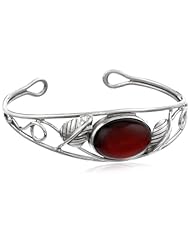 Cherry Amber and Sterling Silver Victorian Bangle, 8"
