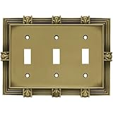 Brainerd 64477 Pineapple Triple Toggle Switch Wall Plate / Switch Plate / Cover, Tumbled Antique Brass