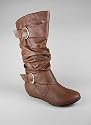 Slouchy Leatherette Hidden Wedge Boot