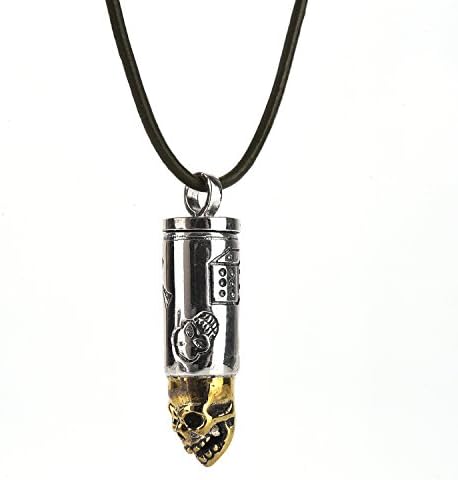 S925 Thai Silver Bullet Skull Pendant Necklace