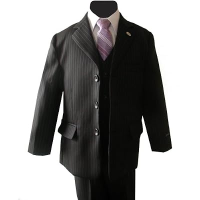 Johnnie Lene Pinstripe Black Suit Set for Boys From Baby to Teen