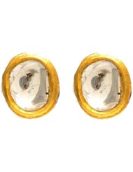 22kt Yellow Gold Diamond Pave Stud Earring Fine Jewelry