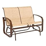Cayman Isle Sling Gliding Loveseat Finish: Hammered White, Sling: Cape Cod Stripe