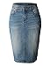 RubyK Womens High Waisted Denim Pencil Skirt with Stretch