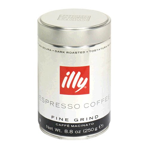 Illy Caf? Fine Grind in 250 Grams 8.8-Ounce Can, Dark Roast (Pack of 2) by Illy