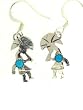 Beautiful! Sterling-silver & Turquoise Navajo Kokopelli dangle-earrings designed by Artist Lucille Plattero.