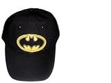 Batman Dark Night Movie Hat - Frayed Yellow Logo Black Adjustable Baseball Cap