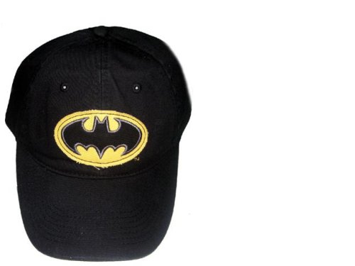  Batman Dark Night Movie Hat - Frayed Yellow Logo Black Adjustable Baseball Cap