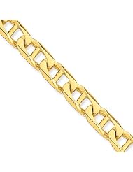 14K Yellow Gold, 9mm Anchor Link Bracelet - 8 Inch