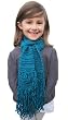 Handmade Lightweight Scarf - Ocean Teal Blue (100% Hand-knitted with Hand-crocheted Flower) Handmade Lightweight Scarf - Ocean Teal Blue (100% Hand-knitted with Hand-crocheted Flower)