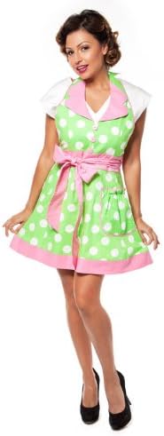 Grandway Honduras The Audrey Designer Apron Green &amp; White Dot with Pink Ties