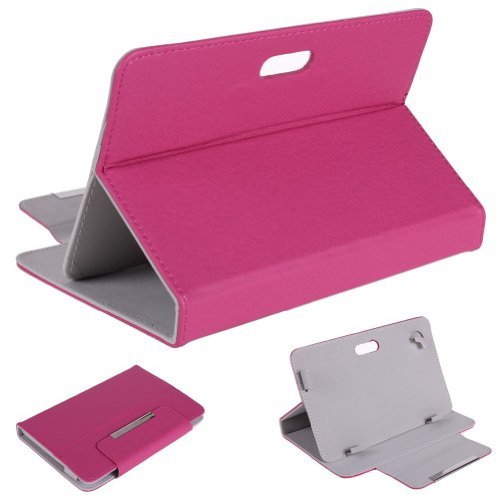 GreatCase Universal 7 Inch Tablet Case Folio Faux Leather Stand Flip Cover (Premium Hot Pink for 7 inch)