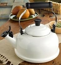 Le Creuset Enamel-on-Steel 1-4/5-Quart Whistling Kettle, White