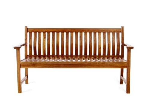 Java Teak Hardwood Outdoor Patio Wave Bench