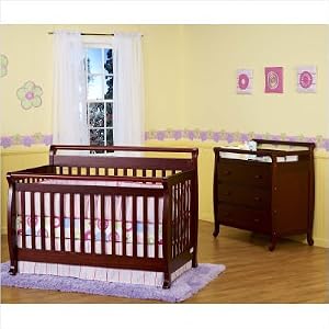 Emily 4-in-1 Convertible Crib Crib Nursery Set in Cherry