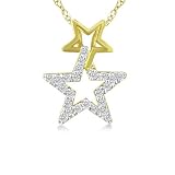 1/4 Ctw Diamond Double Star Pendant In Yellow Gold