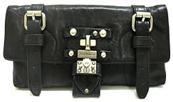 Juicy Couture Black Leather Lock-It II Silverlake Clutch