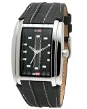 DFactory Men's DFI013ZBB White Label Black Dial Black Leather Strap Watch