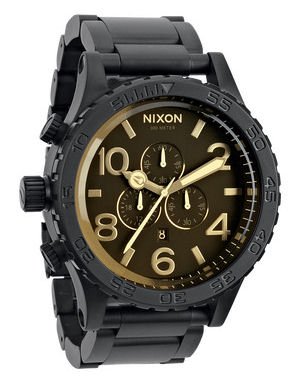 Nixon 51-30 Chrono Watch - Men's Matte Black/Orange Tint, One Size