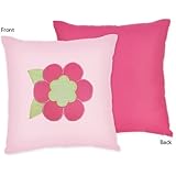 Pink and Green Flower Decorative Accent Throw Pillow by Sweet Jojo Designs