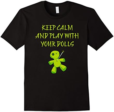 Men's Keep Calm and Play With Your Dolls Witch Wicca Pagan T-Shirt 3XL Black