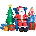 8 Ft. - Gemmy Christmas Airblown Inflatable - Santa with Elf Scene