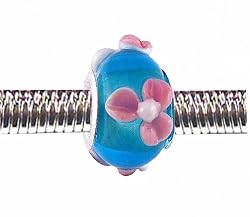Pandora Style Charm Bead (Z63) Murano Lampwork Glass (14mm x 10mm) (fits Troll too)