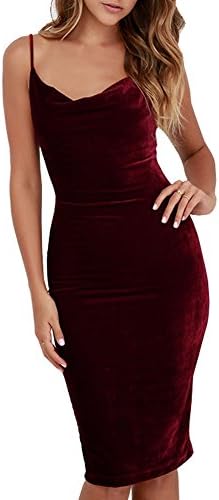 Teeta(TM)Women's Sexy Strap Backless Bodycon Slim Fit Mini Velvet Dress