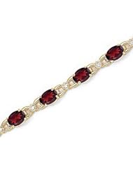 14kt Yellow Gold Oval Garnet and Diamond Bracelet