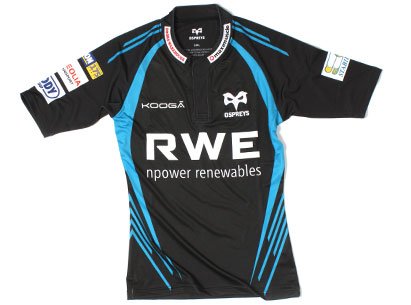 Ospreys 2011/12 Home Players Liquid Pro Rugby Shirt Black/Cyan Blue - size XXL Ospreys 2011/12 Home Players Liquid Pro Rugby Shirt Black/Cyan Blue - size XXL