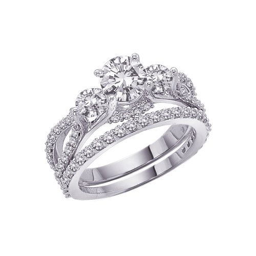 14K White Gold 2 1/3 ct. Diamond Bridal Engagement Set