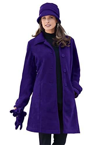 Roamans Women's Plus Size Big Button Fleece Jacket