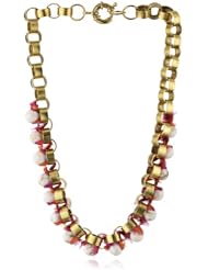 Lee Angel "Marti" White Howlite and Henna Pink Silk Rolo Chain Short Necklace