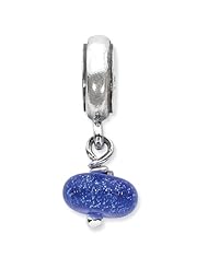 Sterling Silver Blue Dichoric Glass Dangle s Bead by Reflection Beads, Best Quality Free Gift Box Satisfaction Guaranteed