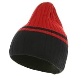 Cotton Acrylic Ribbed Knit Beanie-Red Navy