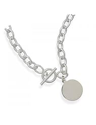 MMA Silver - 17 inch Toggle Necklace with 21mm Round Tag