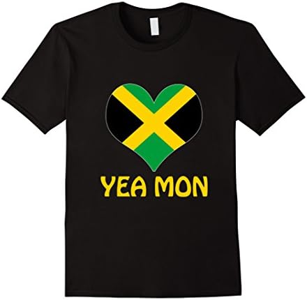 Men's PROUD JAMAICAN HEART FLAG T-SHIRT Yea Mon I Love Jamaica Large Black
